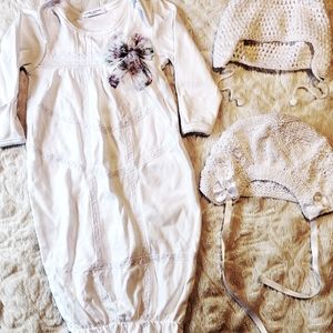 Laura Ashley Baby Nitey & Handmade Knit Bonnets